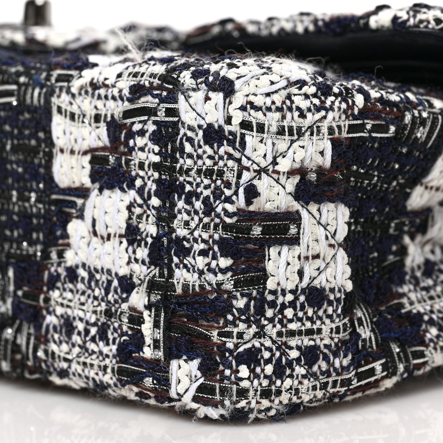 Chanel Tweed Quilted Medium Double Flap Black Ecru White 9 of 9