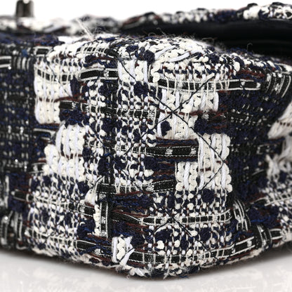 Chanel Tweed Quilted Medium Double Flap Black Ecru White 9 of 9