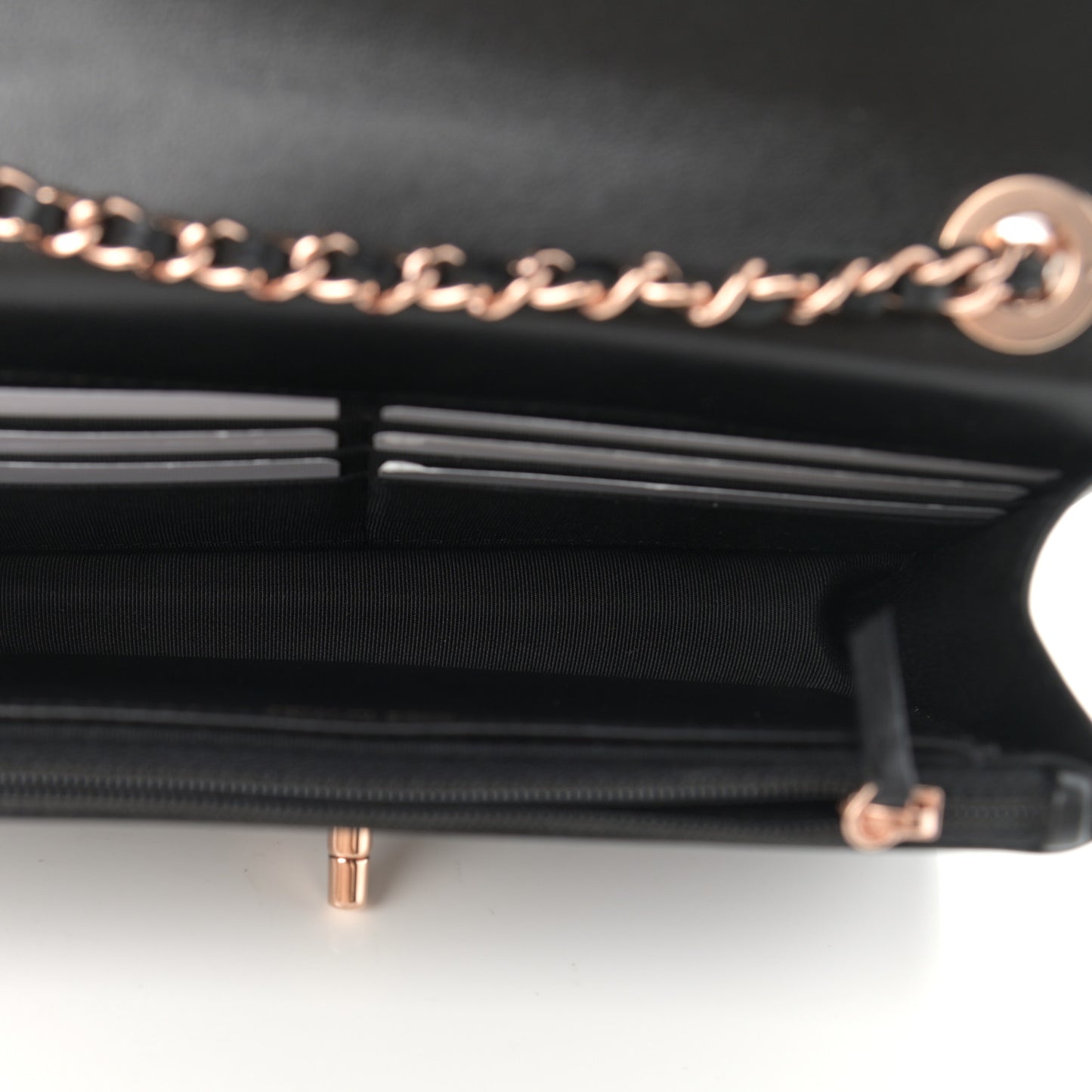 Lambskin Quilted Trendy CC Wallet On Chain WOC Black