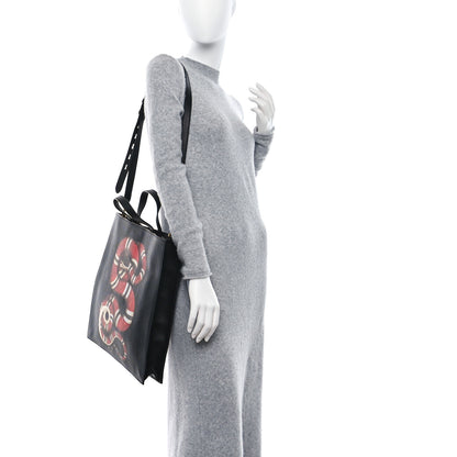 Gucci Calfskin Kingsnake Print Tote Black 3 of 9