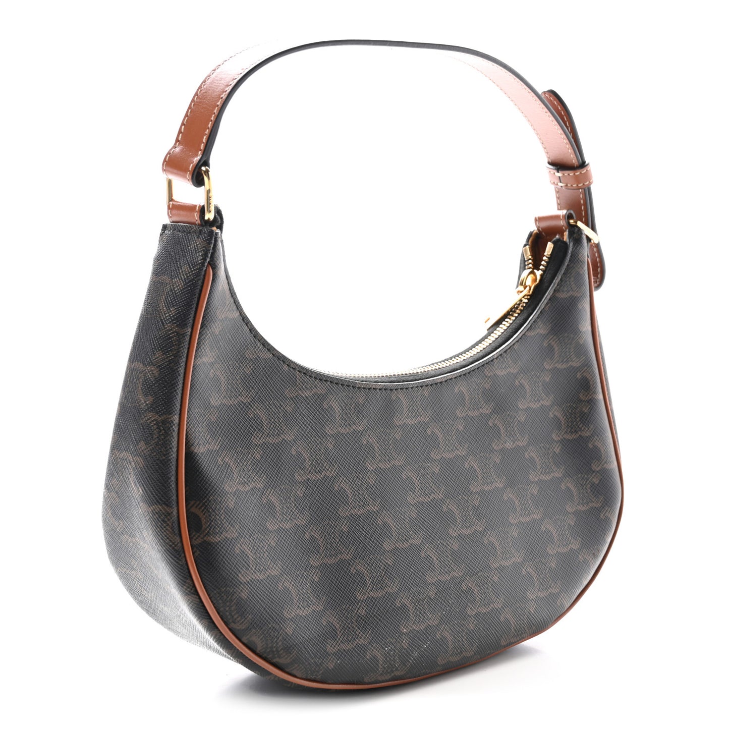 Triomphe Canvas Calfskin Ava Shoulder Bag Tan
