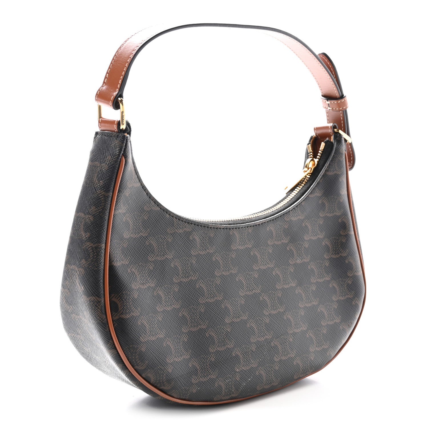 Celine Triomphe Canvas Calfskin Ava Shoulder Bag Tan 3 of 11