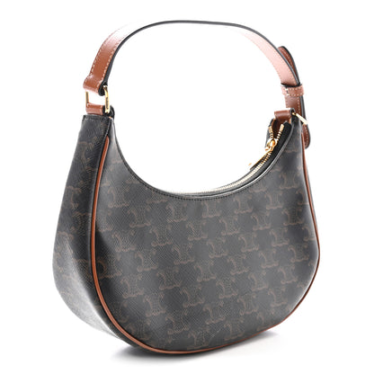 Celine Triomphe Canvas Calfskin Ava Shoulder Bag Tan 3 of 11
