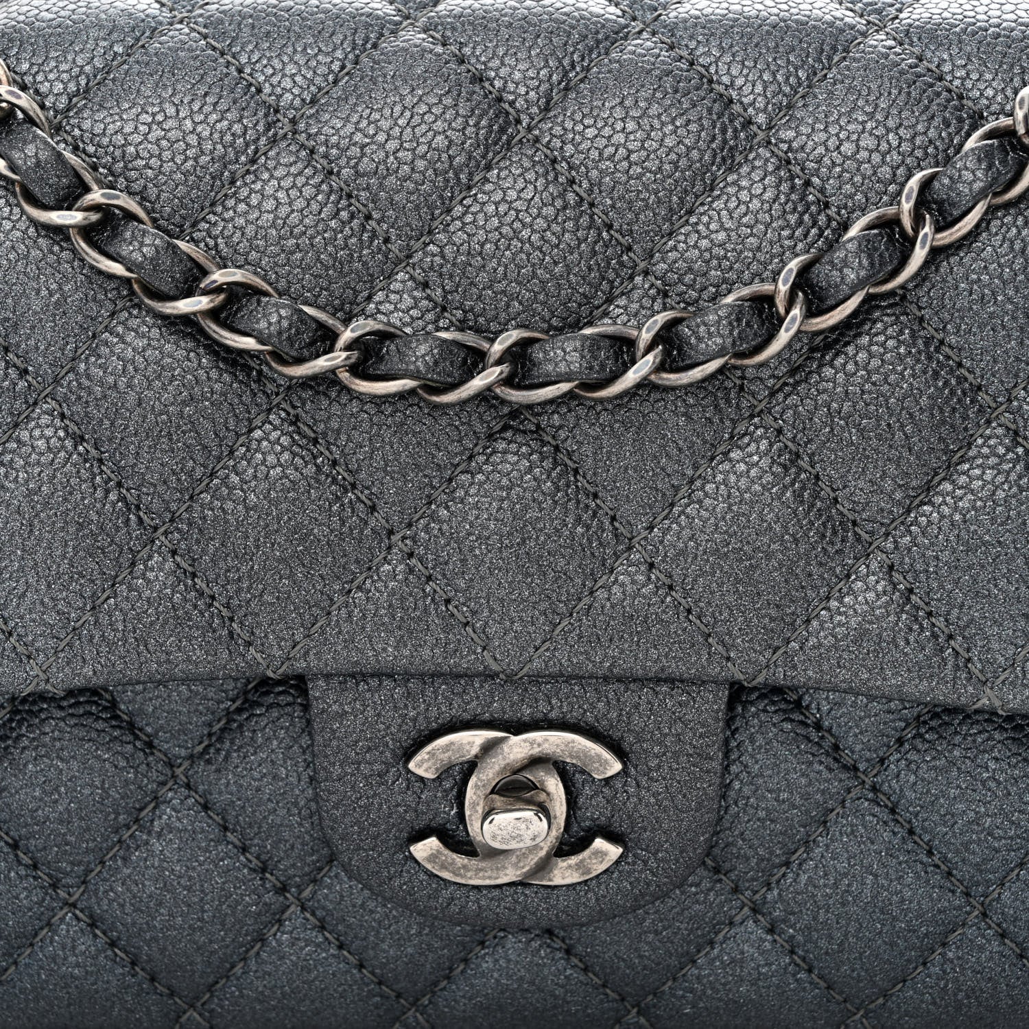 Chanel Pearly Caviar Quilted Medium Double Flap Grey 8 of 10