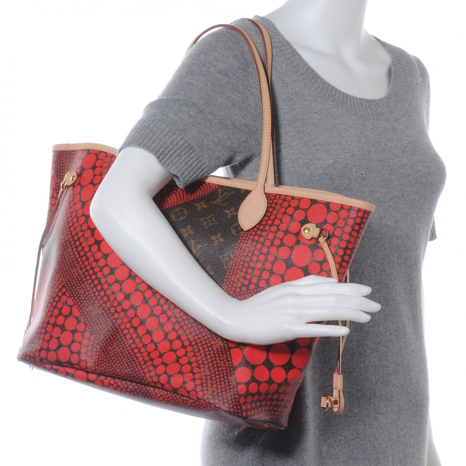 Louis Vuitton Monogram Kusama Waves Neverfull MM Red 2 of 7