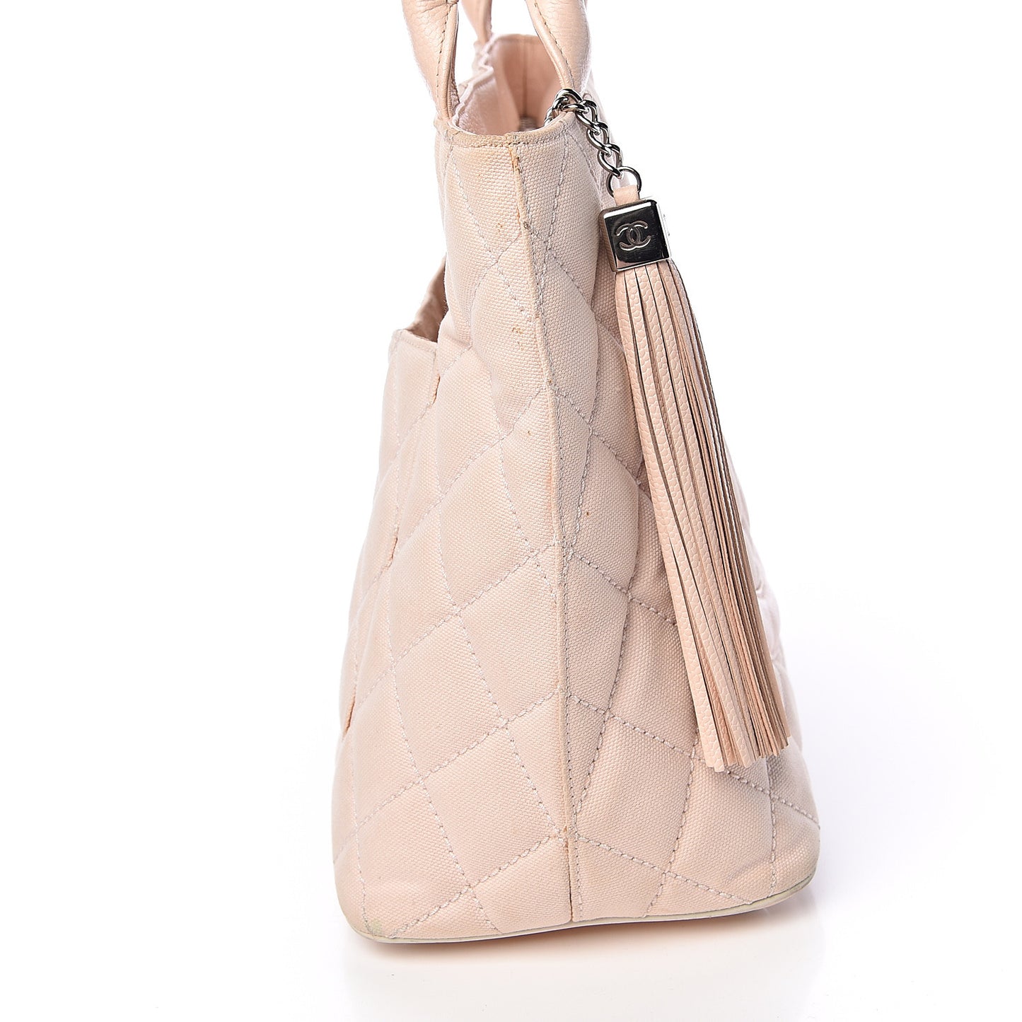 Canvas Caviar Tassel Tote Light Pink