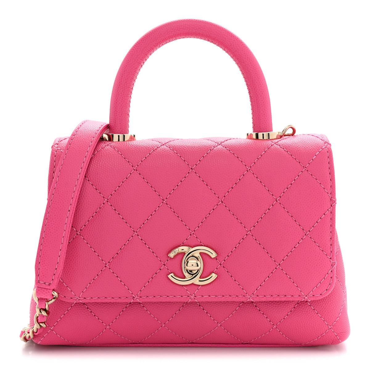 Caviar Quilted Extra Mini Coco Handle Flap Pink