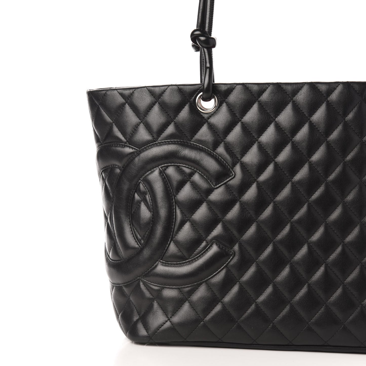 Calfskin Quilted Large Cambon Tote Black