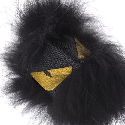 Fendi Vitello Elite Fox Fur Fusto Monster Bag Bug Charm Black Yellow 4 of 4