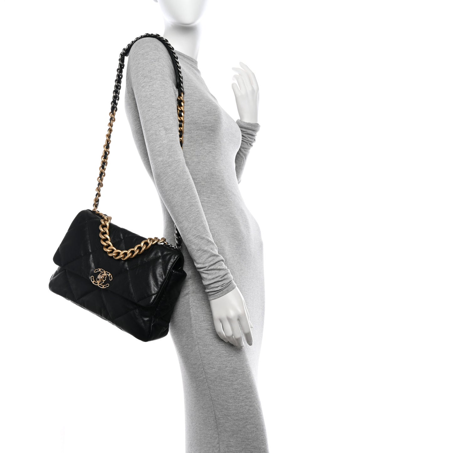 Lambskin Quilted Large Chanel 19 Flap Black