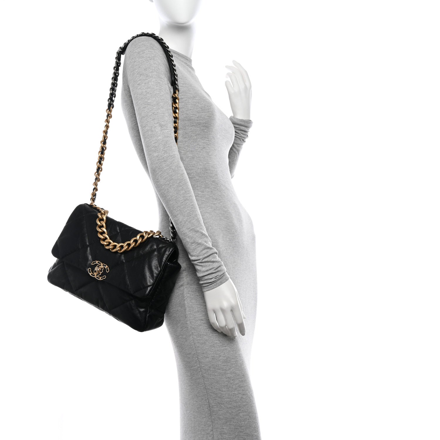 Chanel Lambskin Quilted Large Chanel 19 Flap Black 2 of 14