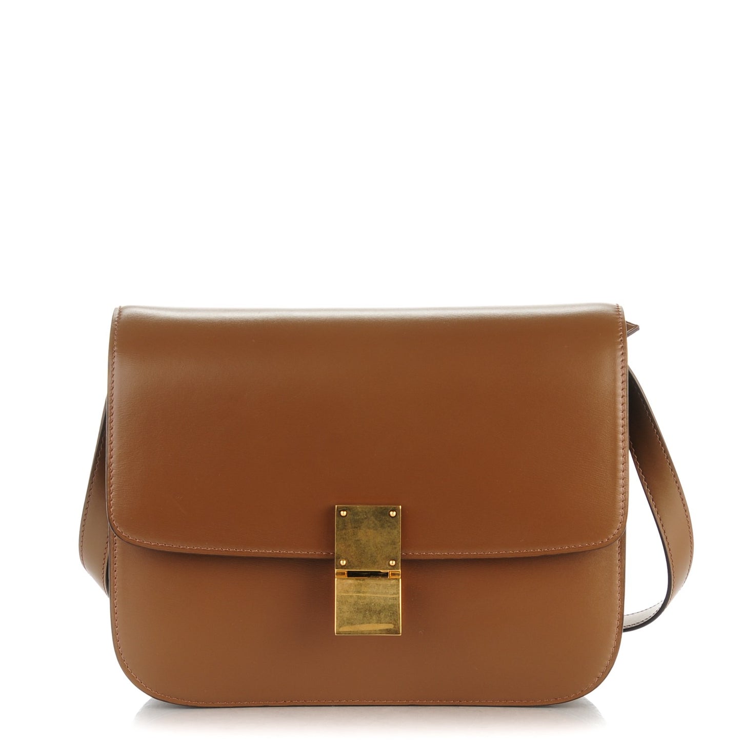 Box Calfskin Medium Classic Box Flap Bag Camel