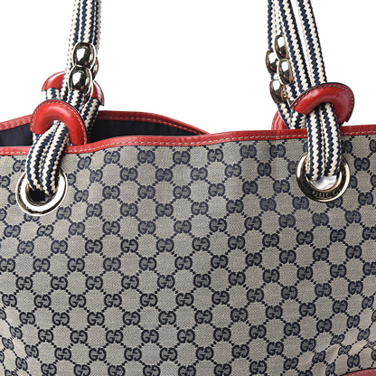 Gucci Monogram Studded Tote Navy Red 9 of 9