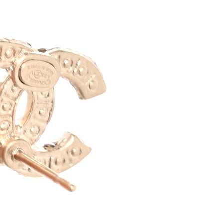 Chanel Metal Graduated Pearl Crystal CC Earrings Light Gold 4 of 5