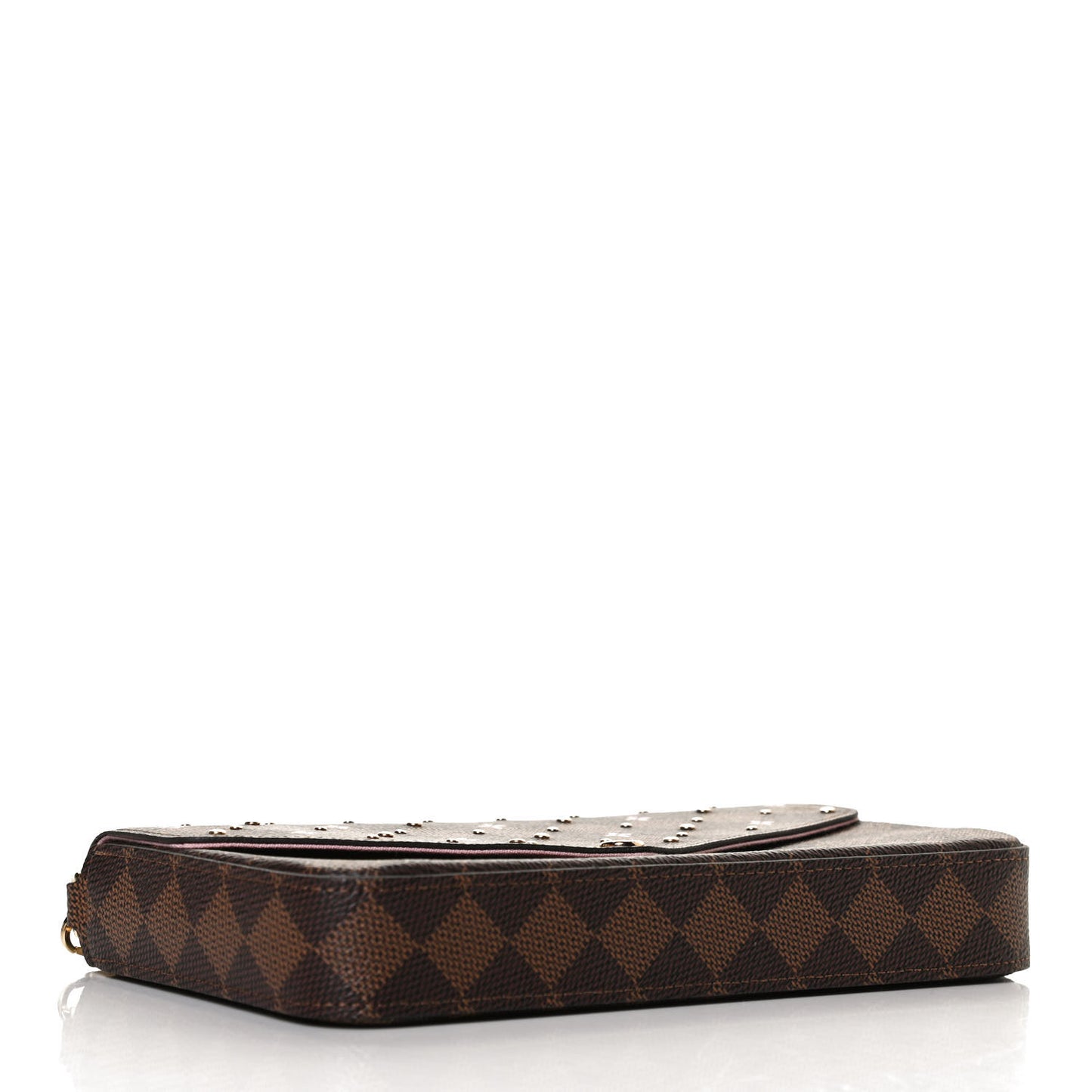 Damier Ebene Studded Pochette Felicie Chain Wallet