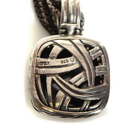 David Yurman Sterling Silver Diamond Hematite 14mm Albion Pendant Necklace 6 of 6