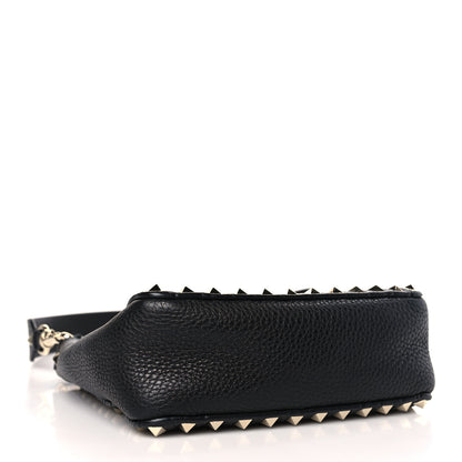 Valentino Garavani Pebbled Calfskin Mini Rockstud Flip-Lock Messenger Bag Black 4 of 8