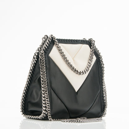 Stella McCartney Alter Nappa Quilted Mini Falabella Tote Black Ivory 4 of 8