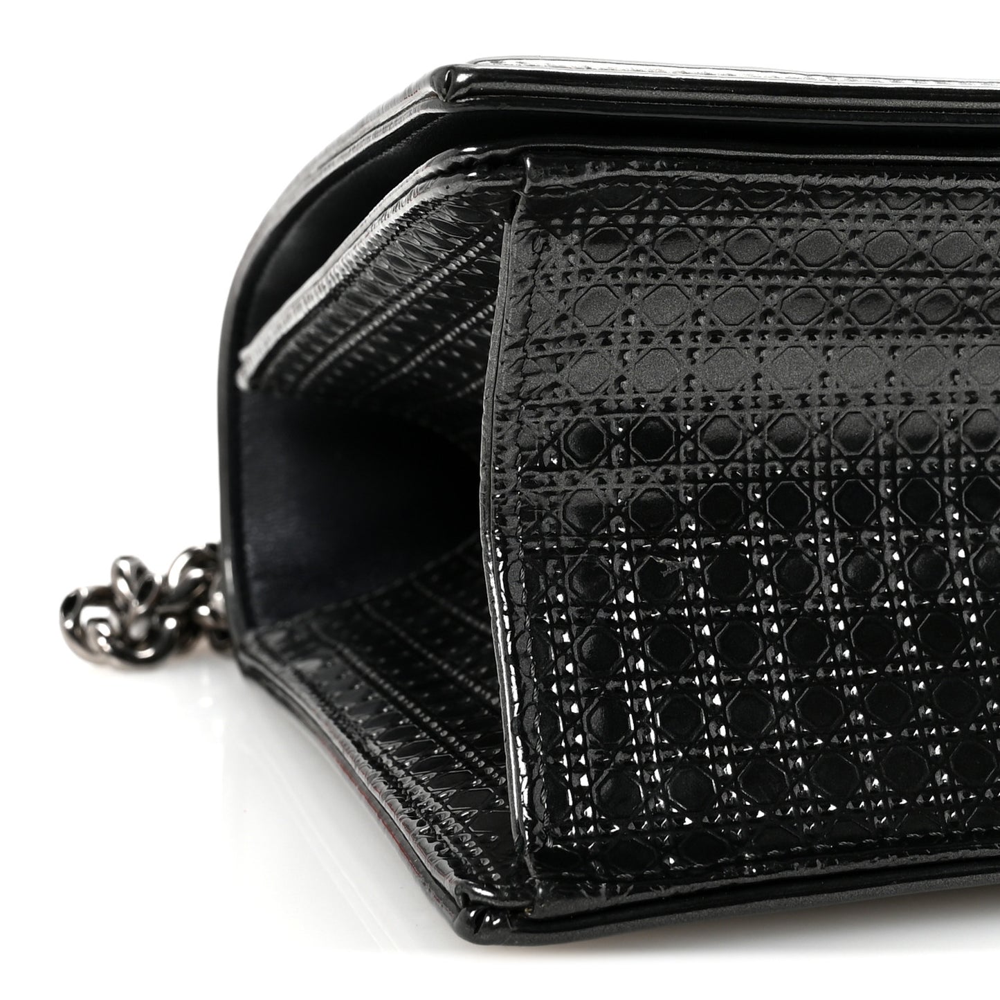 Metallic Patent Micro-Cannage Medium Diorama Flap Bag Onyx Black