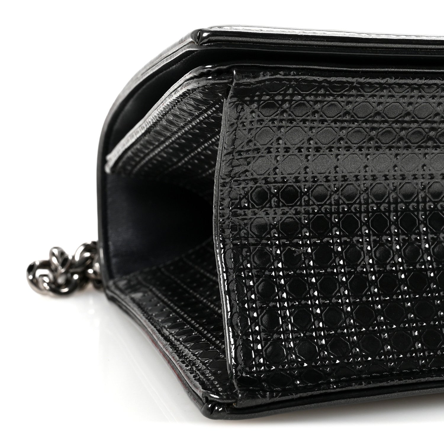 Christian Dior Metallic Patent Micro-Cannage Medium Diorama Flap Bag Onyx Black 8 of 9