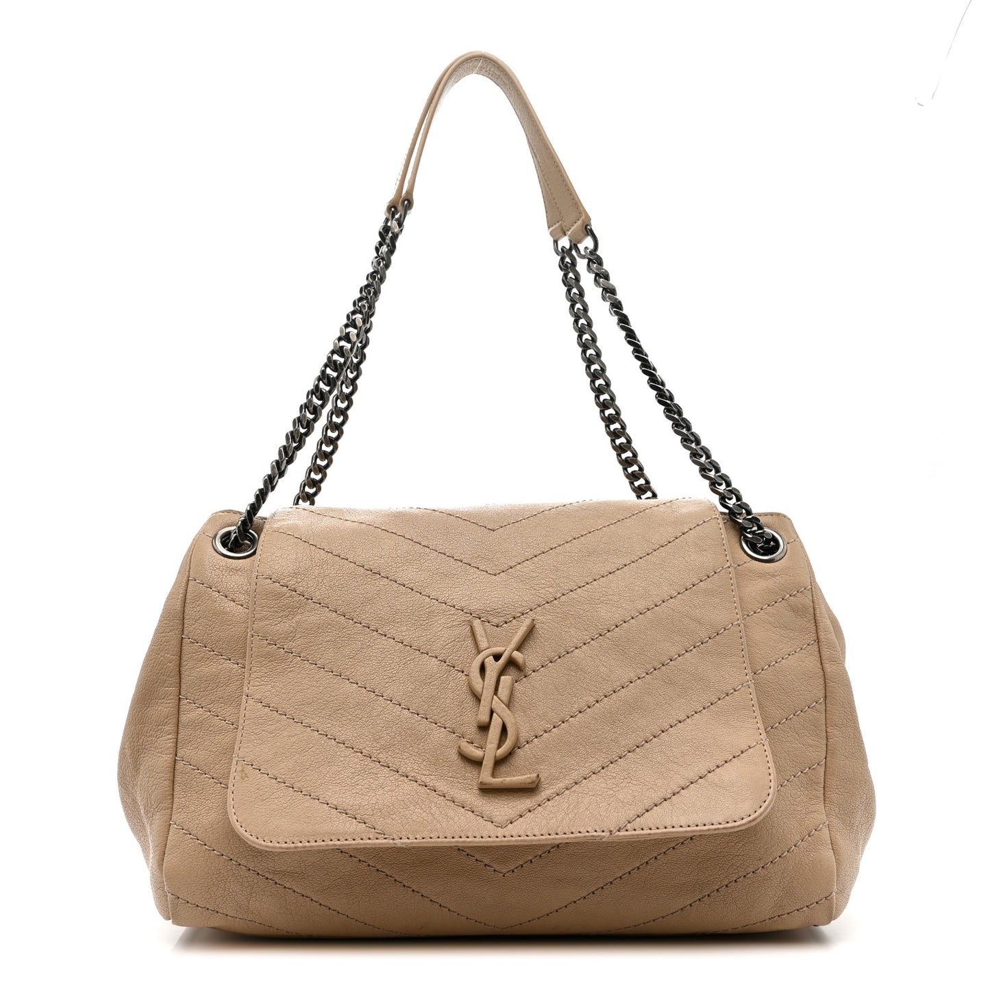 Vintage Lambskin Chevron Monogram Medium Nolita Light Taupe