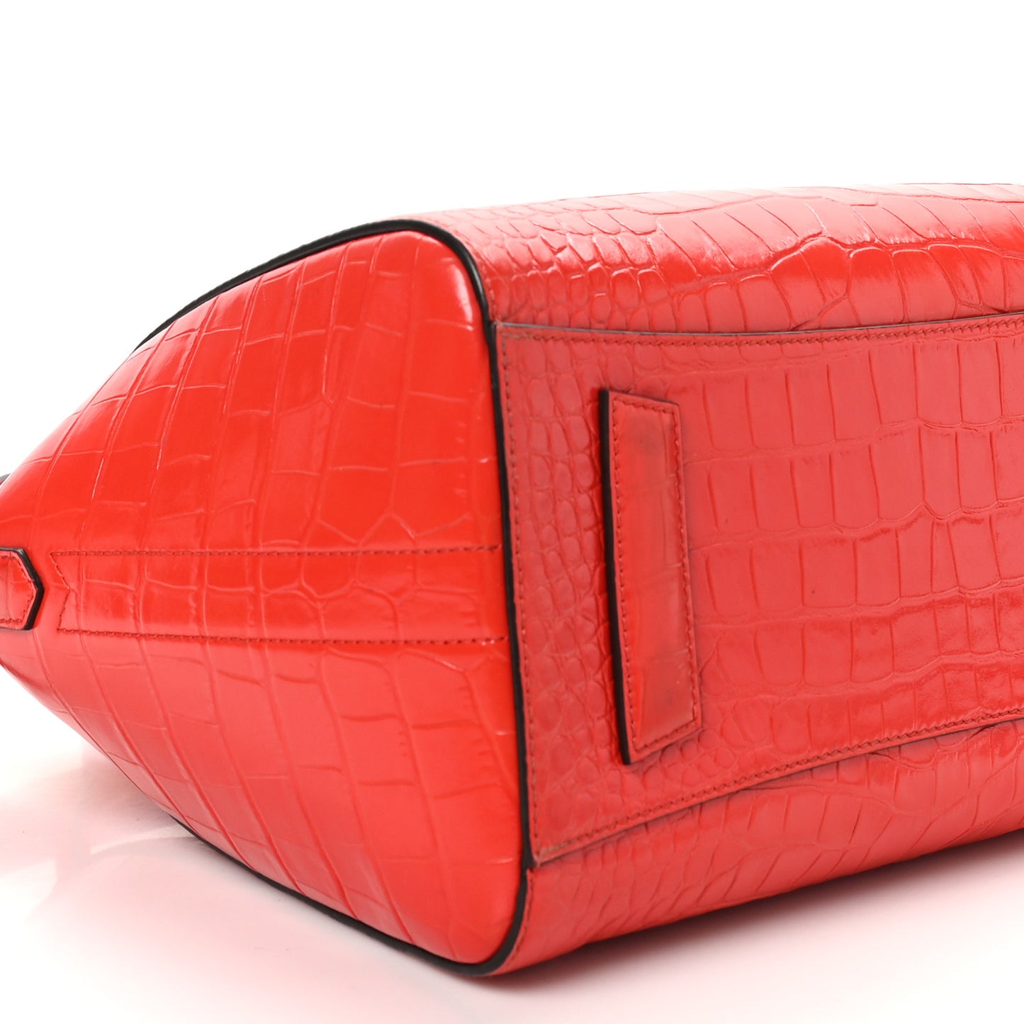 Calfskin Crocodile Embossed Small Antigona Red