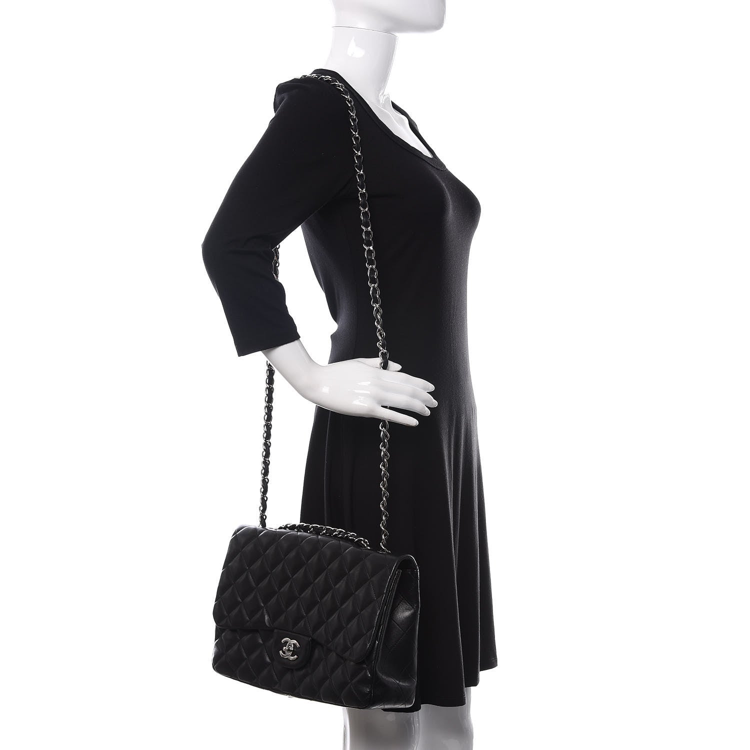 Chanel Lambskin Quilted Jumbo Single Flap Black 3 of 11