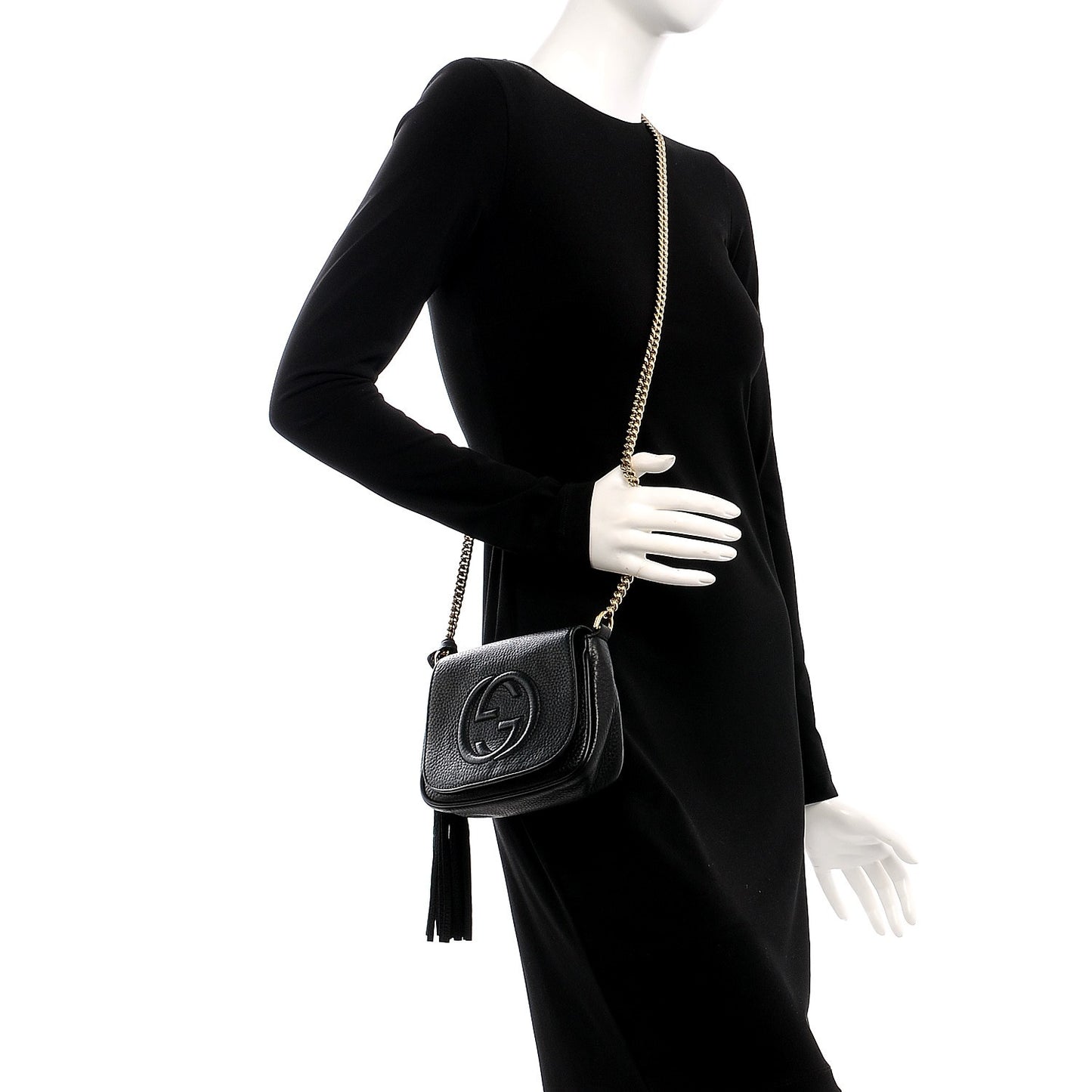 Pebbled Calfskin Small Soho Flap Crossbody Black