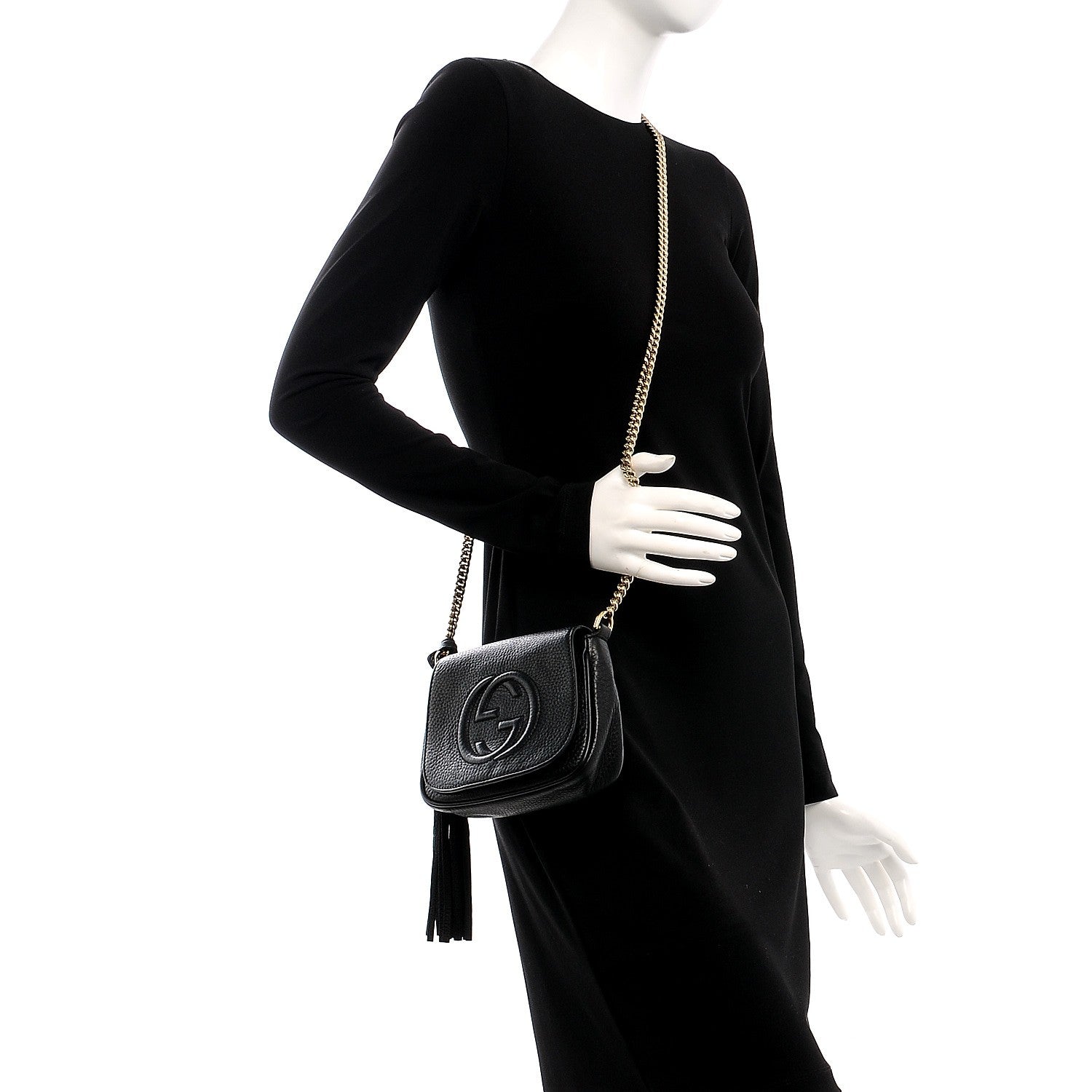 Gucci Pebbled Calfskin Small Soho Flap Crossbody Black 2 of 7