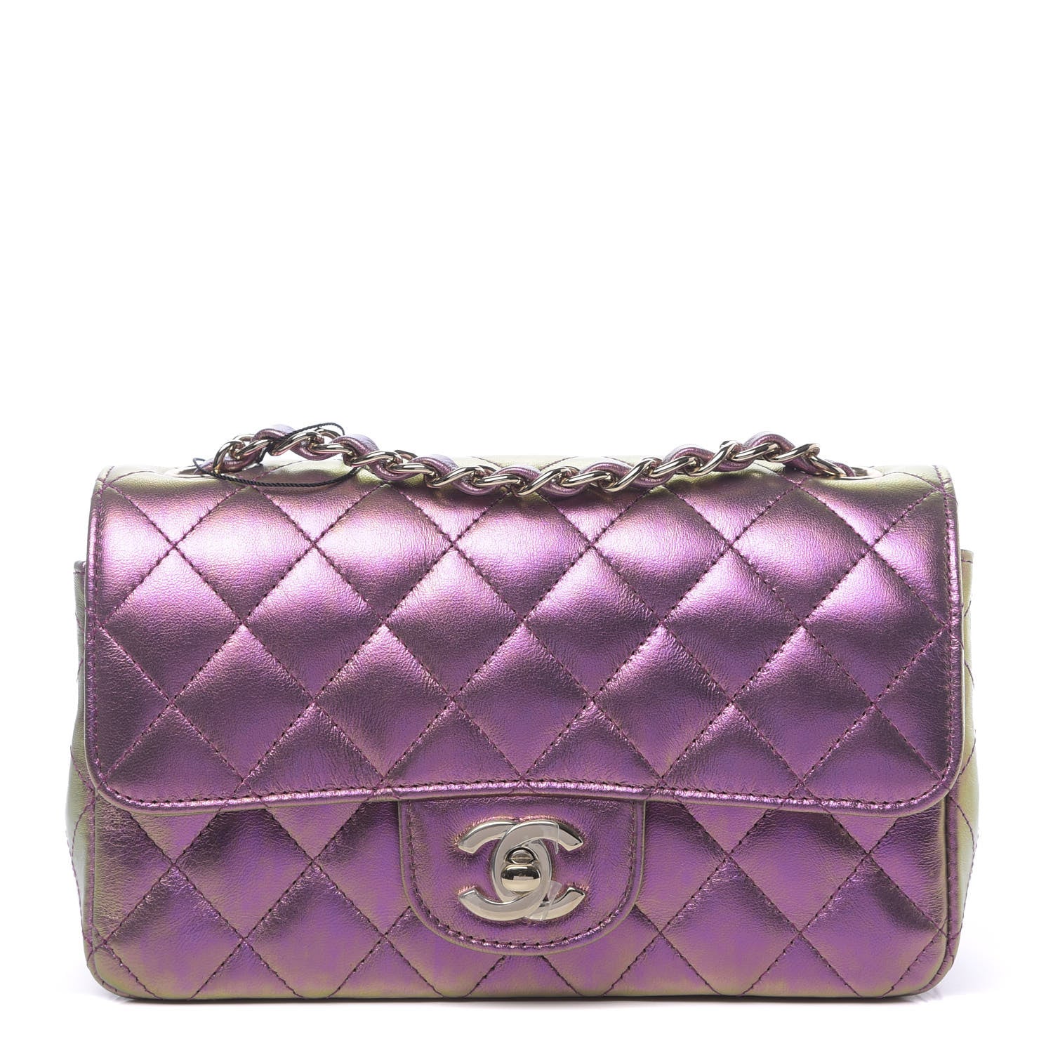 Chanel Iridescent Lambskin Quilted Mini Rectangular Flap Purple 1 of 10