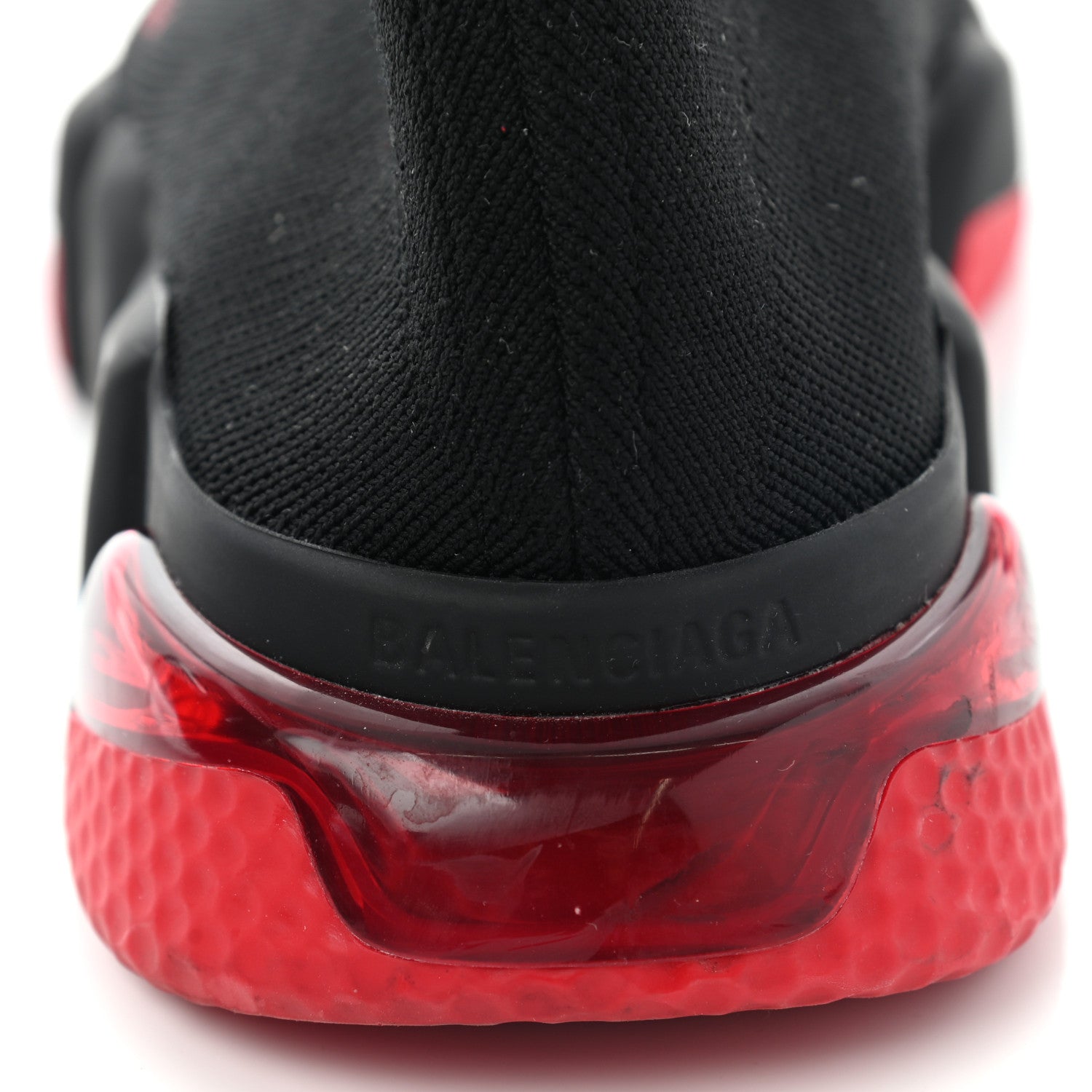 Balenciaga Neoprene Knit Mens Speed Clear Sole Sneakers 42 Black Red 12 of 14