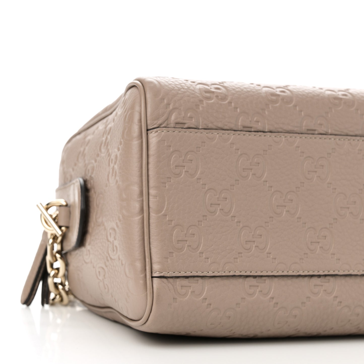 GG Grainy Calfskin Emblem Small Top Handle Bag Taupe
