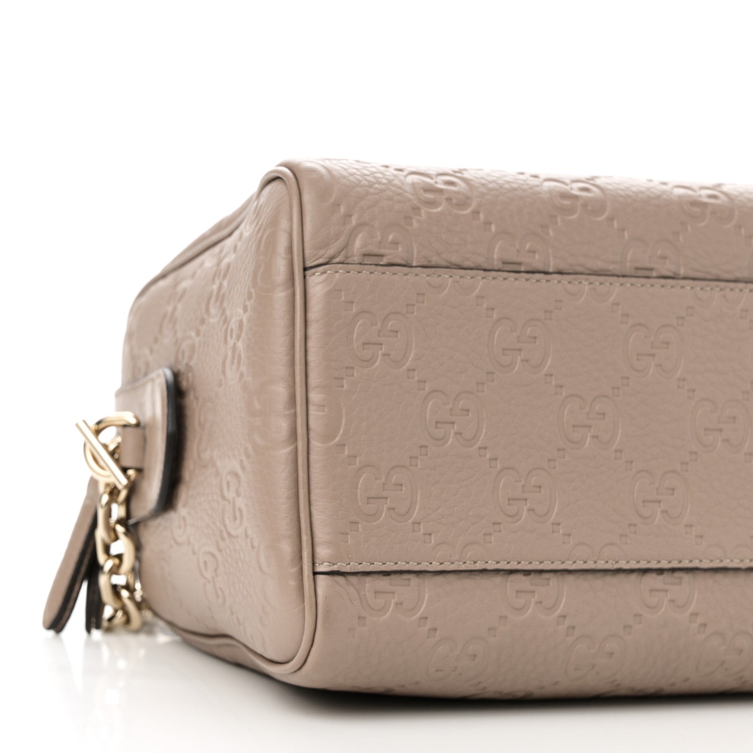 Gucci GG Grainy Calfskin Emblem Small Top Handle Bag Taupe 9 of 10