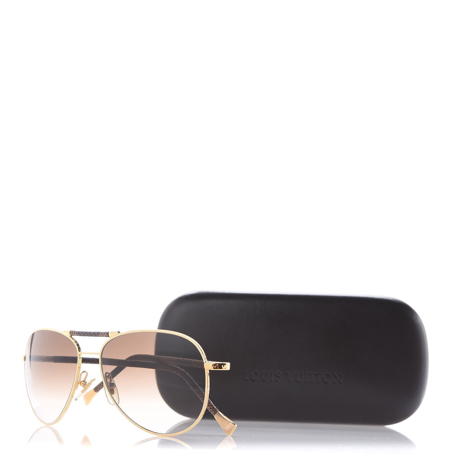 Louis Vuitton Damier Ebene Conspiration Pilote Aviator Sunglasses Z0202U Gold 6 of 6