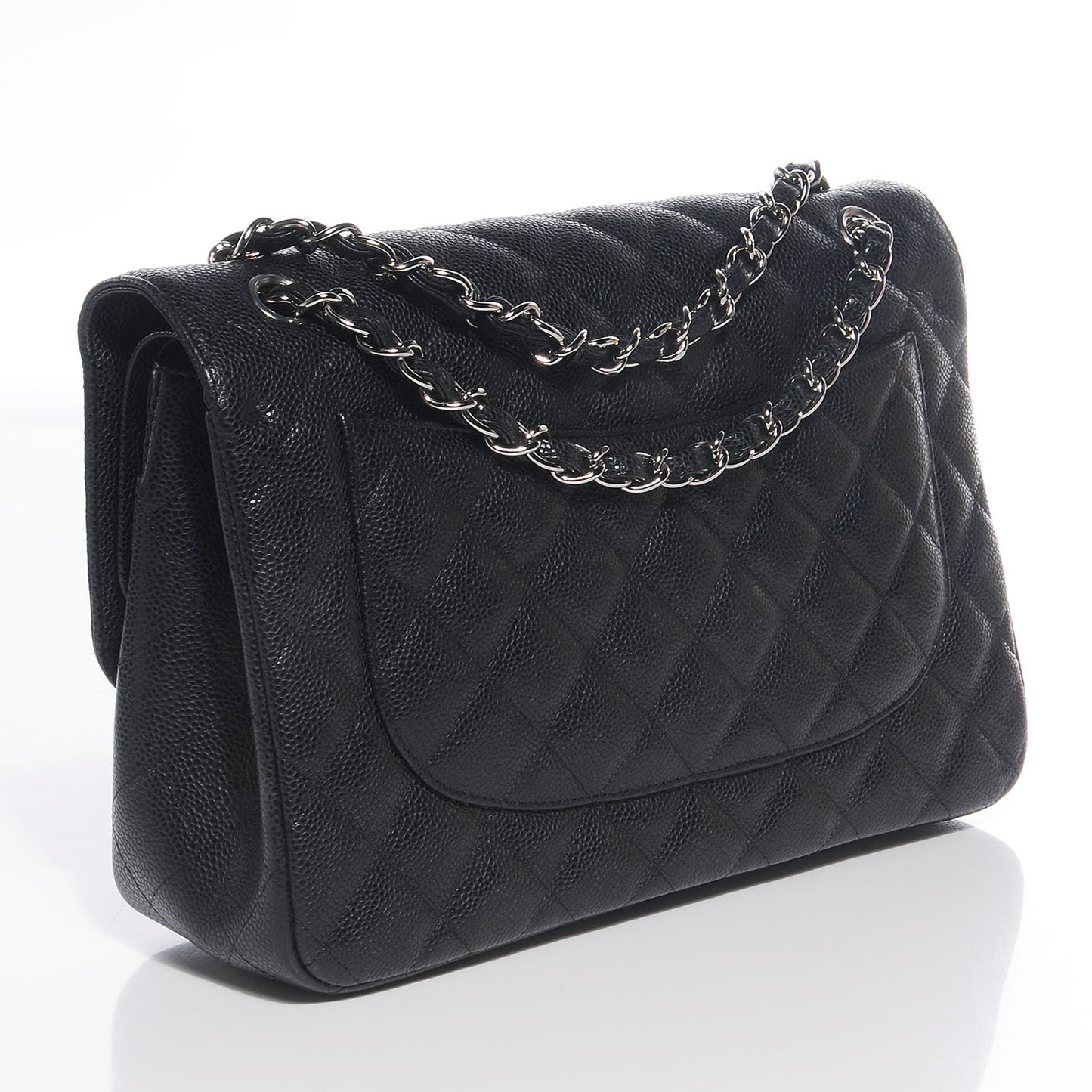 Caviar Quilted Jumbo Double Flap Black