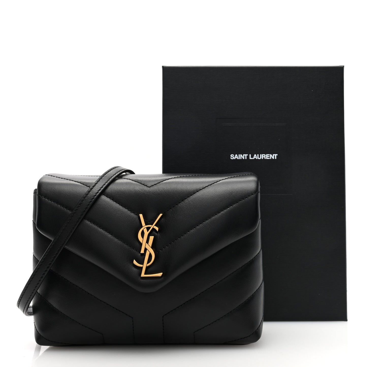 Calfskin Y Quilted Monogram Toy Loulou Crossbody Bag Black