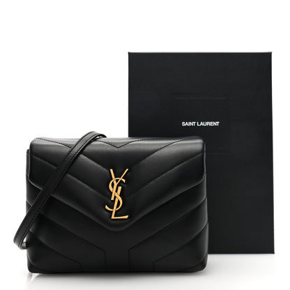 Saint Laurent Calfskin Y Quilted Monogram Toy Loulou Crossbody Bag Black 10 of 10