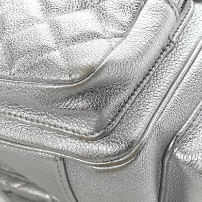 Chanel Metallic Grained Calfskin Quilted Large Casual Rock Backpack Silver 10 of 12