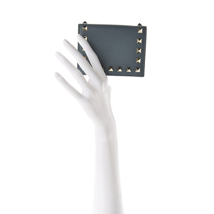 Valentino Garavani Calfskin Rockstud French Flap Wallet Sarcelle 2 of 9