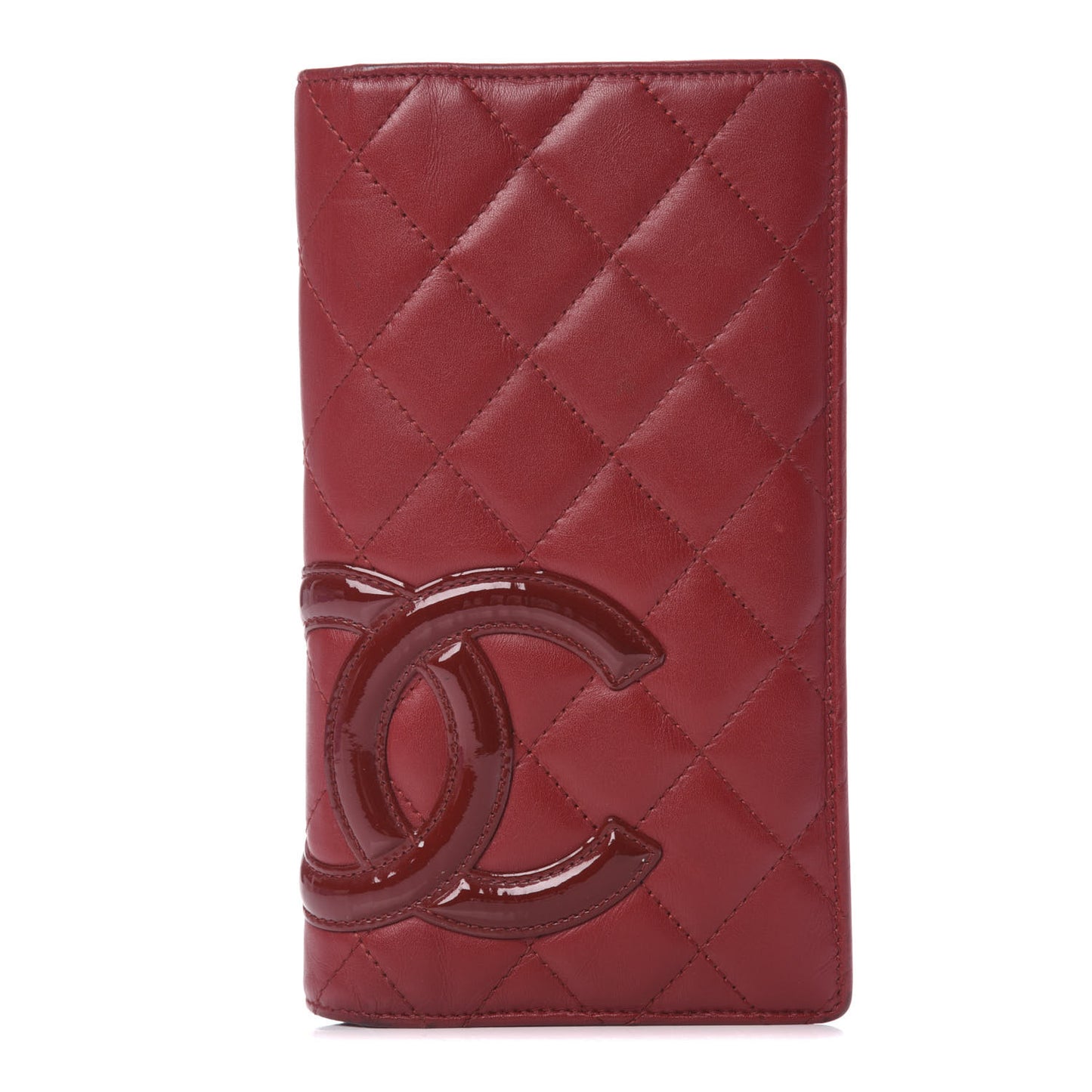 Calfskin Quilted Cambon Yen Wallet Red