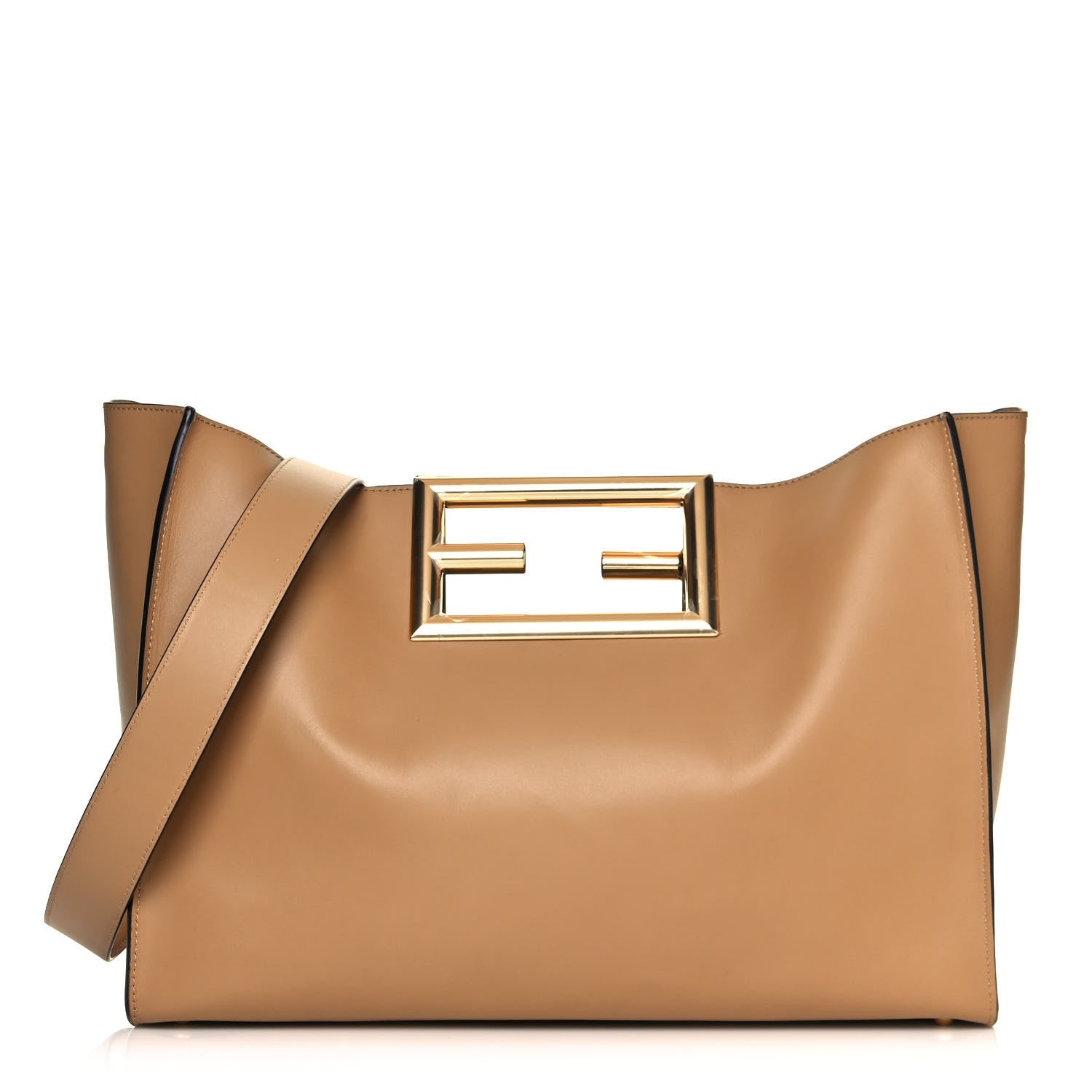 Fendi Vitello King Medium Fendi Way Tote Miele Scuro 1 of 15
