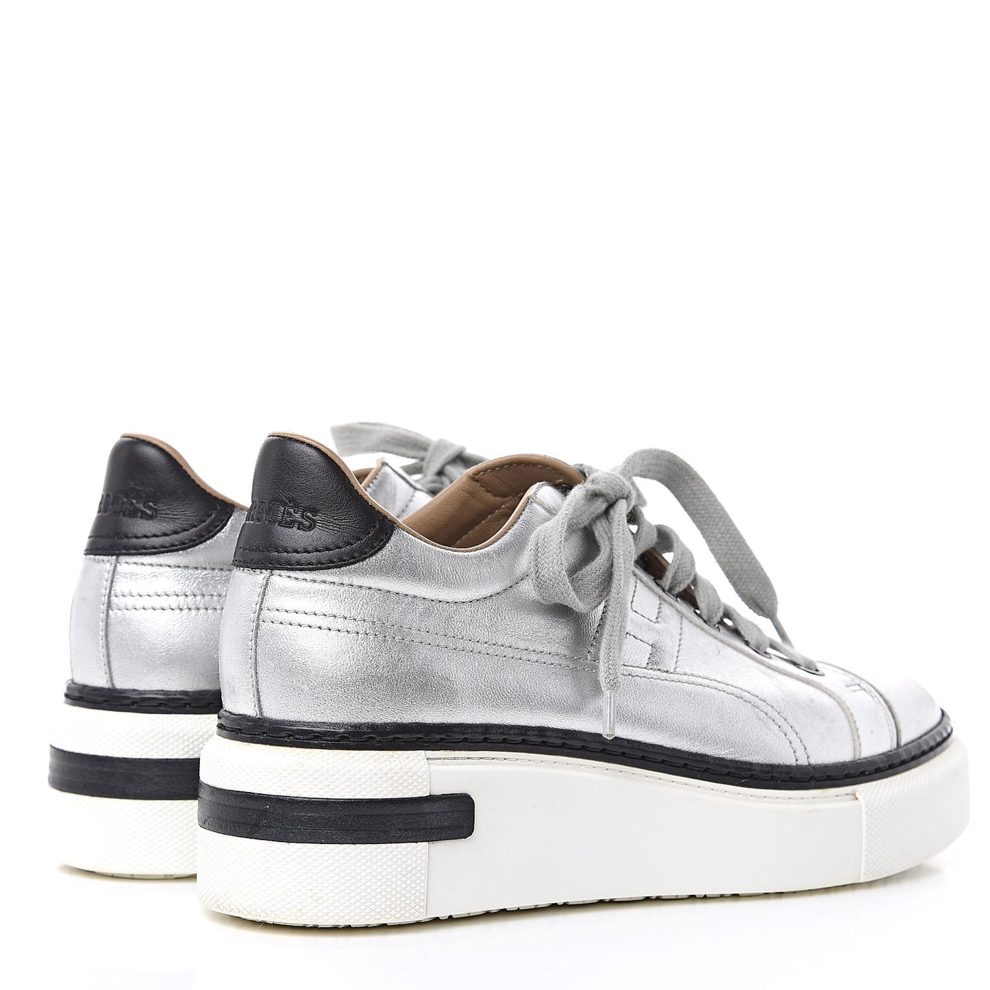 Metallic Nappa Polo Sneakers 35.5 Argent Black
