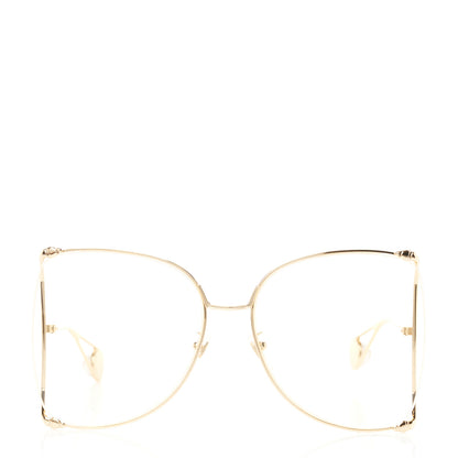 Gucci Metal Oversized Round Sunglasses GG0252S Gold 2 of 8