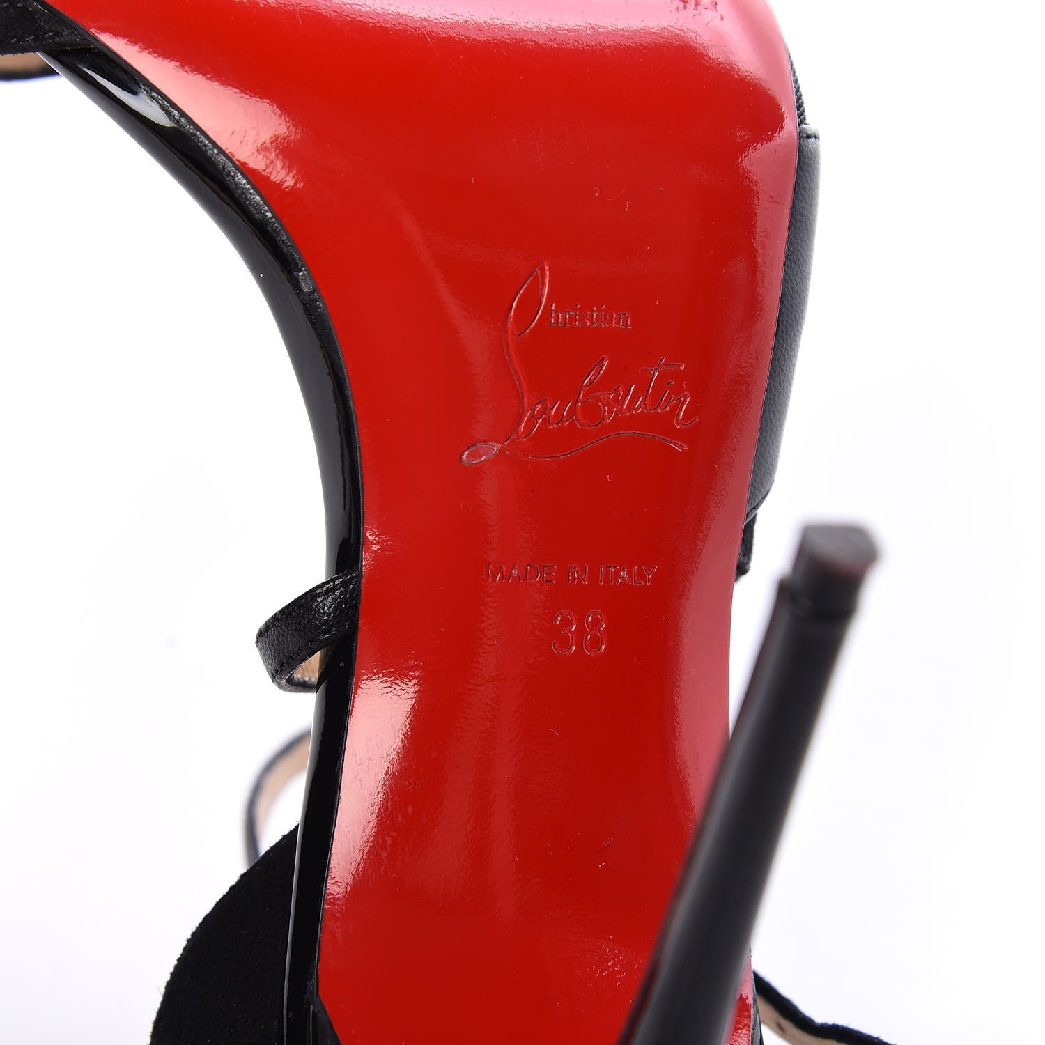 Christian Louboutin Patent Kid Suede Mesh Evoluta 100 Pumps 38 Black 8 of 17