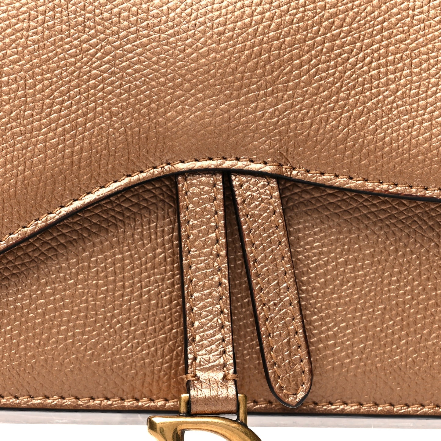 Metallic Grained Calfskin Saddle Belt Bag Gold