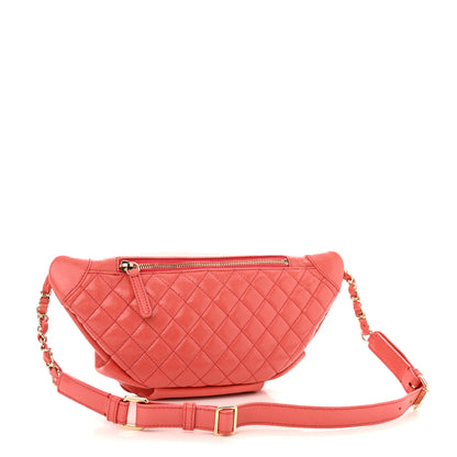Chanel Crumpled Lambskin Quilted Bi Waist Bag Fanny Pack Pink 3 of 10