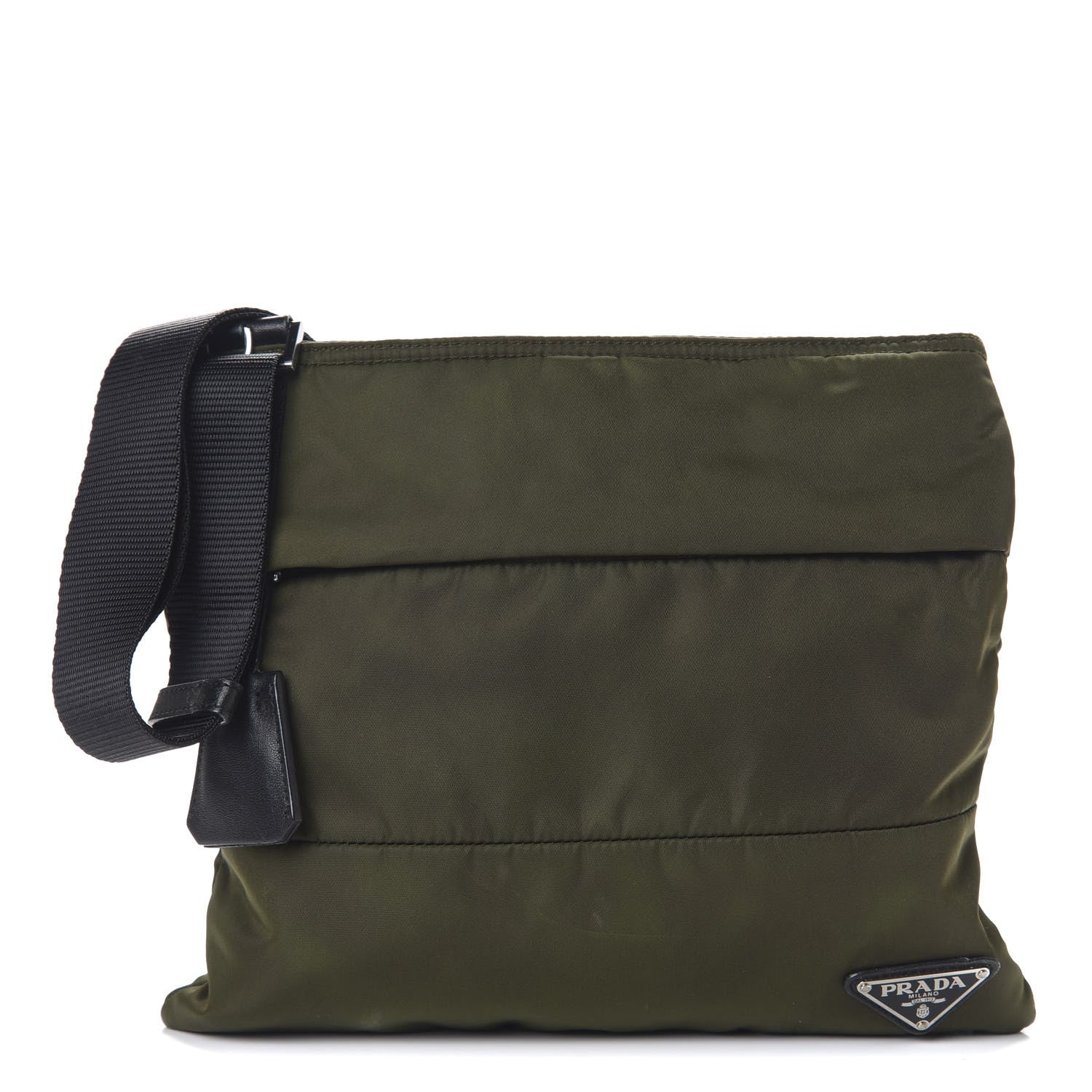 Prada Tessuto Nylon Flat Messenger Bag Militare 1 of 10