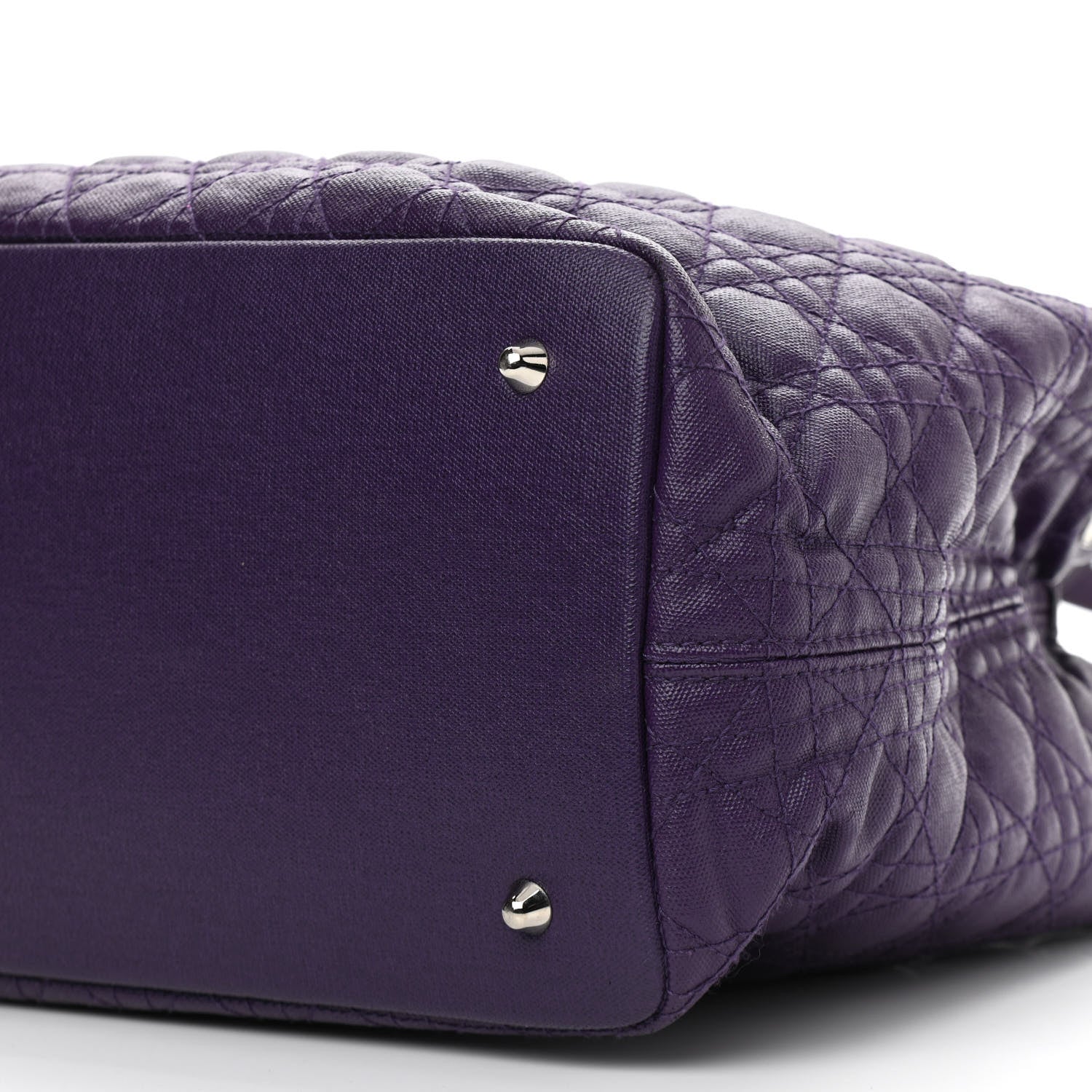 Christian Dior Coated Canvas Cannage Medium Panarea Tote Purple 10 of 11