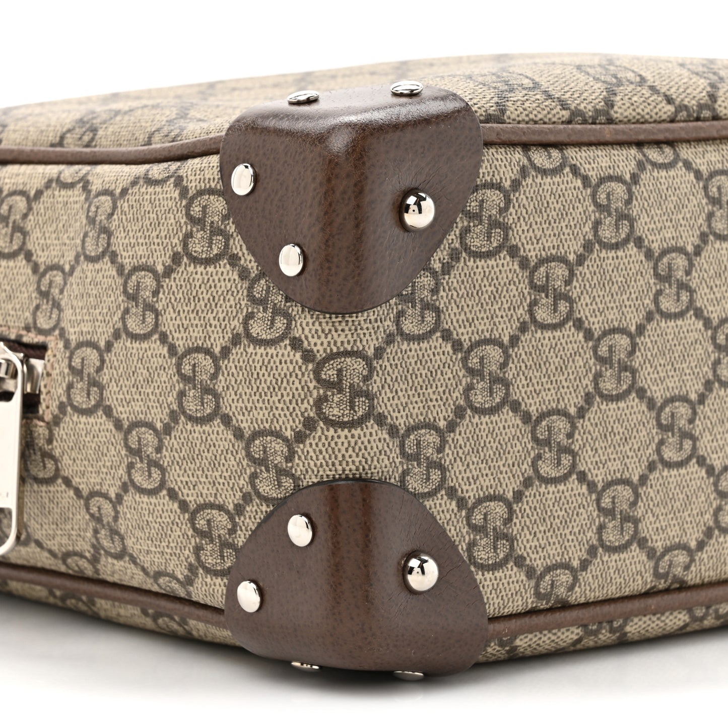 GG Supreme Monogram Textured Calfskin Square Messenger Bag Beige Ebony New Acero