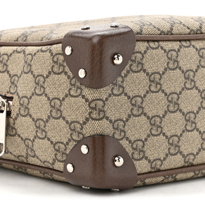 Gucci GG Supreme Monogram Textured Calfskin Square Messenger Bag Beige Ebony New Acero 10 of 13